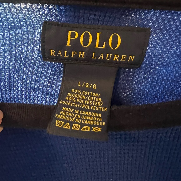 Polo Ralph Lauren Blue and Orange Thermal/Henley Long Sleeve Shirt - Picture 2 of 4